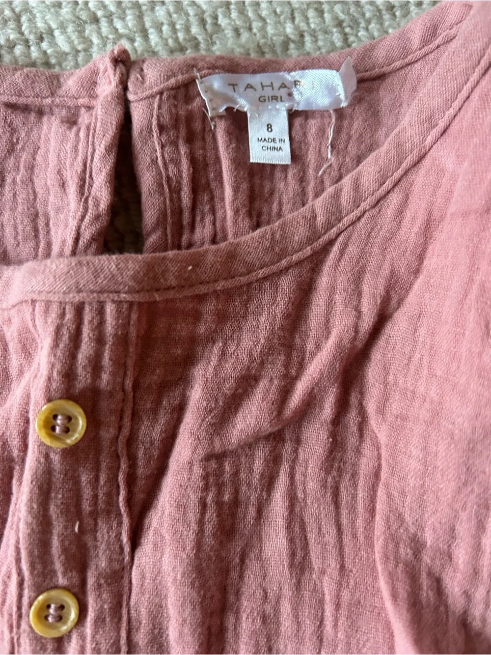 Girls' Cozy Cat Pajama Set in Dusty Rose and Cream size 7/8 New